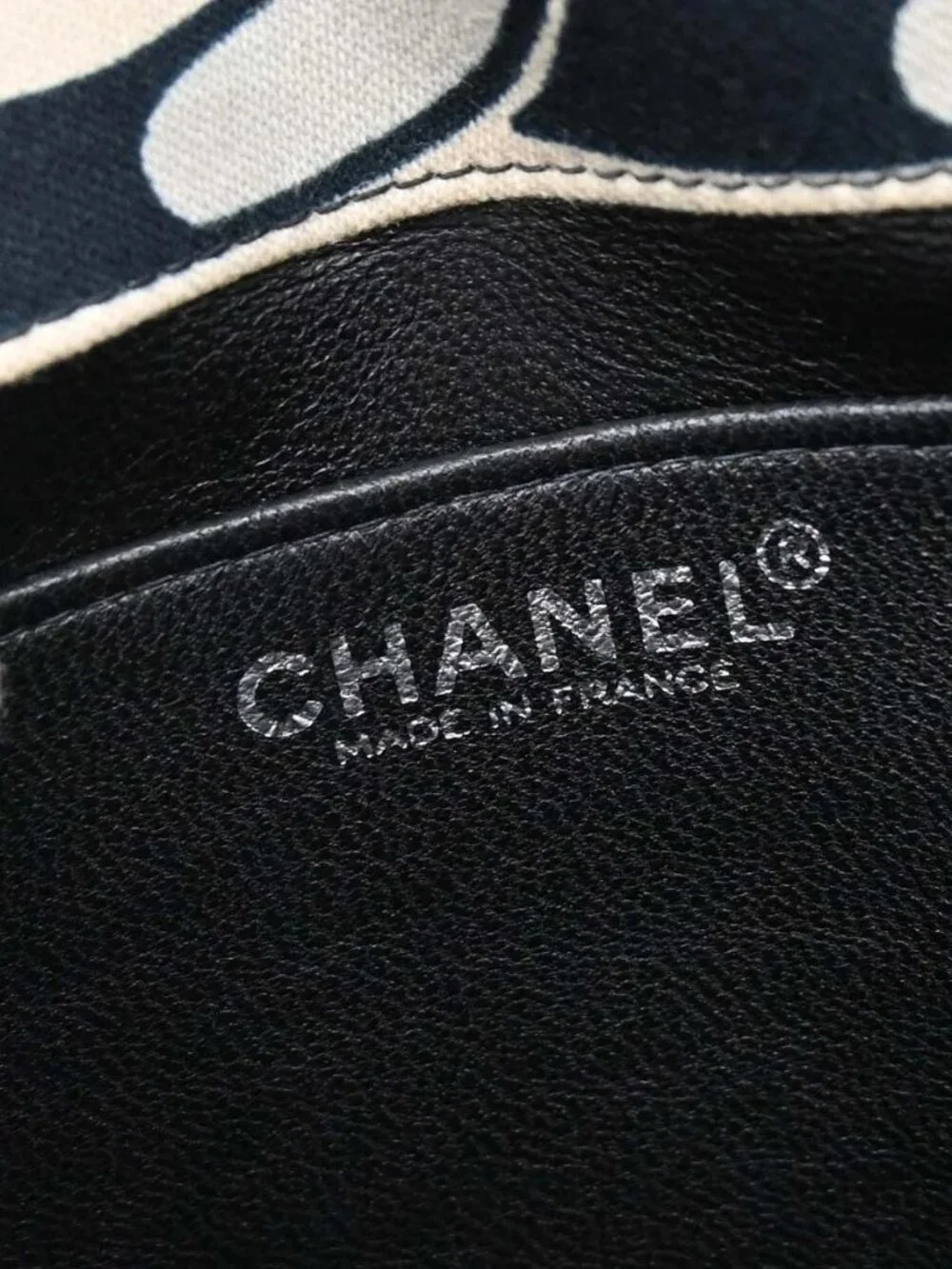 Chanel Beige Black Canvas Graphic Logo Mademoiselle Lock Shoulder Bag 168570